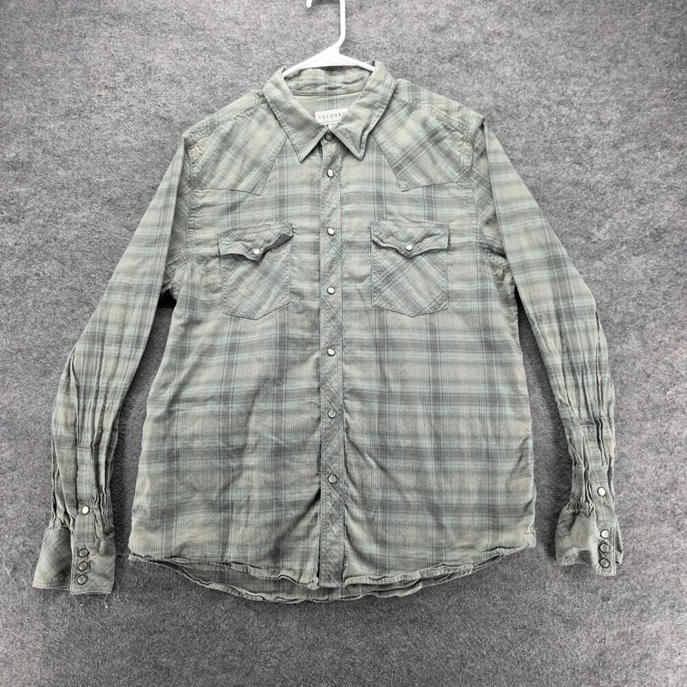 Tecovas Shirt Mens L Green Plaid Long Sleeve Snap Button Up Western Regular Fit